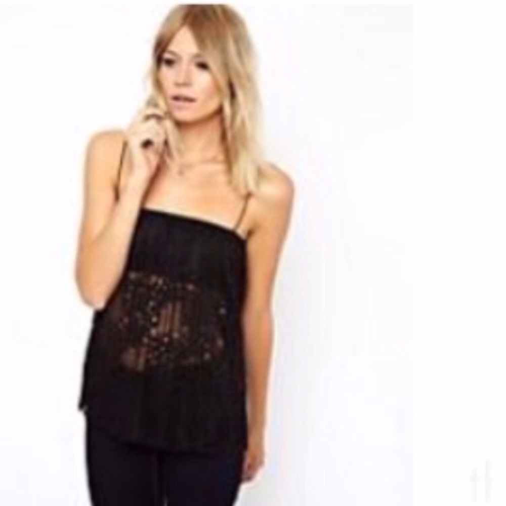 ASOS BOHO TANK TOP IVORY LACE PATTERN TANK TOP 8 P